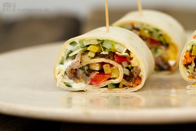 Wraps mit Rehkeule und Mango  gefüllt