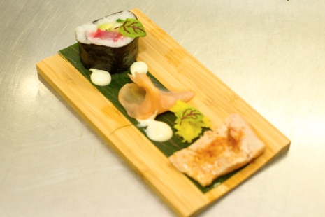 Sashimi vom Ike Jime Saibling, Sushi vom Zander, Miso und Rettich